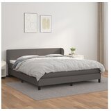 vidaXL Krevet s oprugama i madracem sivi 160x200 cm od umjetne kože Cijene