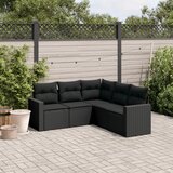 Maison Chic Seti vrtnega pohištva - Vrtna garnitura - Vrtni pohištvo set 5-delna z blazinami črn poli ratan, (21819667) | Shoptok.si
