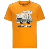 Jack Wolfskin Otroška bombažna kratka majica WOLF & VAN T B oranžna barva