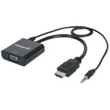 Manhattan HDMI / Utičnica / VGA Adapter [1x Muški konektor HDMI - 1x Ženski konektor VGA, Priključna doza za 3,5 mm banana utikač] Crna Ma Cijene