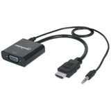 HDMI / Utičnica / VGA Adapter [1x Muški konektor HDMI - 1x Ženski konektor VGA, Priključna doza za 3,5 mm banana utikač] Crna Ma