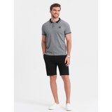 Ombre Men's SLIM FIT shorts in structured knit fabric - black Cijene