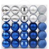  Set božićnih kuglica 50 kom. Plava i srebrna 8 cm Polistiren | shoptok.hr