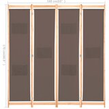Sobna pregrada s 4 panela od tkanine 160 x 170 x 4 cm smeđa | Eponuda.com