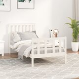 vidaXL Posteljni okvir z vzglavjem bel 100x200 cm trdna borovina Cene
