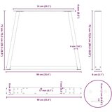  Noge za jedilno mizo v obliki črke V, 3 kosi, naravno jeklo, 90 x (72-73,3) cm, jeklo | Shoptok.si
