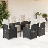  3-dijelni vrtni blagovaonski set s jastucima od poliratana crni Crna | shoptok.hr
