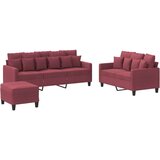  3-dijelni set sofa s jastucima crvena boja vina od tkanine | shoptok.hr