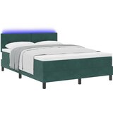 vidaXL Box Spring Krevet s Madracem &amp LED Tamno Zelena 140x190 cm Baršun | shoptok.hr