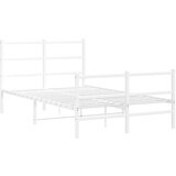 vidaXL Kovinski posteljni okvir z vzglavjem in vznožjem bel 120x200 cm, (21007038) Cene