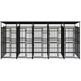vidaXL Zunanji pasji boks s streho jeklo 9,22 m² | Shoptok.si