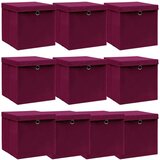  Kutije za pohranu s poklopcima 10 kom tamnocrvene 32x32x32 cm | shoptok.hr