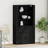 vidaXL Visok kabinet Črni hrast inženirski les | Shoptok.si