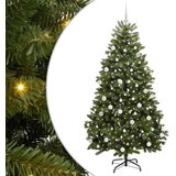 vidaXL Umestno božično drevo z LED lučmi Zelena 180 cm PVC in kovina | Shoptok.si