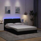 vidaXL Posteljni okvir z LED brez vzmetnice črn 140x190 cm blago Cene