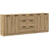 Maison Chic Komoda - Predalnik 3 pcs artisian hrast 60x30x70 cm konstruiran les, (21721043) | Shoptok.si