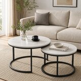  Okrugli stočići Eliza – set sa imitacijom mermera Bela Cene