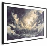  Plakat Epic Play of Light: The Sun Battling for Dominance Over the Clouds 90x60 Crni okvir s margom | shoptok.hr