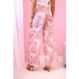 Kesi Włoski Women's wide-leg trousers with floral print pink | shoptok.hr