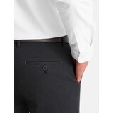 Ombre Men's classic chino pants with fine texture - graphite | ePonuda.com