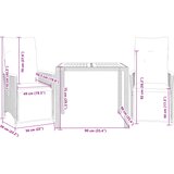  3-dijelni vrtni bistro set od poliratana s jastucima crni | shoptok.hr