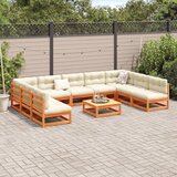  10-dijelni set vrtnih sofa s jastucima voštano smeđi borovine | shoptok.hr