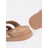 GOODIN Beige flat flip-flops with buckles | Shoptok.si