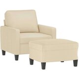  Fotelj s stolčkom za noge krem 60 cm blago, (20909894) | Shoptok.si