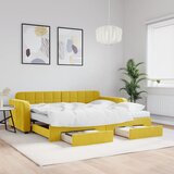 vidaXL Izvlečna dnevna postelja s predali rumena 90x200 cm žamet Cene