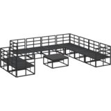 vidaXL Sjedeća garnitura za vrt 10 pcs Crna 70 x 70 x 32 cm Aluminij | shoptok.hr
