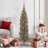 vidaXL Umetno vitko božično drevo med 150 LED Zelena in bela 150 cm | Shoptok.si