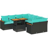  Vrtna garnitura - 9-dijelni set vrtnih sofa s jastucima crni od poliratana - Crna sa spremištem 1 | shoptok.hr