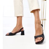 Gemre Black square-toe block heel sandals Lourdes | ePonuda.com
