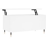 Maison Chic Klubska mizica - kavna mizica - Nizka mizica bela 90x44,5x45 cm inženirski les, (21753856) Cene