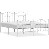  The Living Store Kovinski posteljni okvir z vzglavjem in vznožjem bel 140x190 cm - Posteljni Okvir, (21450263) | Shoptok.si