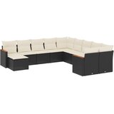  11-dijelni set vrtnih sofa od poliratana s jastucima crni | shoptok.hr