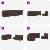  Set namještaja za dnevni boravak 4 pcs Tamno smeđa Tkanina | shoptok.hr