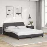 Maison Chic Posteljni okvir - Dvoposteljna postelja - Zakonska postelja z vzglavjem siv 160x200 cm umetno usnje-J6052, (21765877) | Shoptok.si