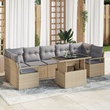 vidaXL 8-delni vrtni kavč set z blazinami bež poli ratan | Shoptok.si