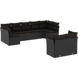  9-dijelni set vrtnih sofa s jastucima crni od poliratana | shoptok.hr