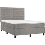  Box spring s madracem LED svjetlosivi 140x200 cm baršun | shoptok.hr