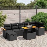  8-dijelni set vrtnih sofa od poliratana s jastucima crni | shoptok.hr