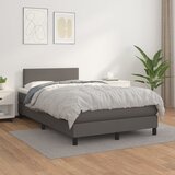 vidaXL Box spring postelja z vzmetnico siv 120x200 cm umetno usnje Cene
