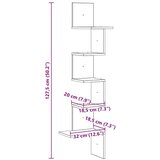 vidaXL Stenska kotna polica bela 32x32x127,5 cm iverna plošča | Shoptok.si