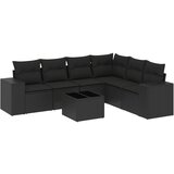 Maison Chic Seti vrtnega pohištva - Vrtna garnitura - Vrtni pohištvo set 7-delna z blazinami črn poli ratan, (21803204) | Shoptok.si