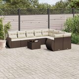vidaXL 10-dijelni set vrtnih sofa od poliratana s jastucima smeđi | shoptok.hr