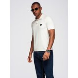 Ombre Men's stylish stretch fabric polo shirt - cream Cene