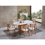 Hanah home pera - white, natural whitenatural dining table & chairs set (6 pieces) | ePonuda.com