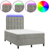 Krevet box spring s madracem LED svjetlosivi 120x190 cm tkanina | shoptok.hr