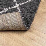  Čupavi moderni tepih s visokim vlaknima crni i krem 240x240 cm | shoptok.hr
